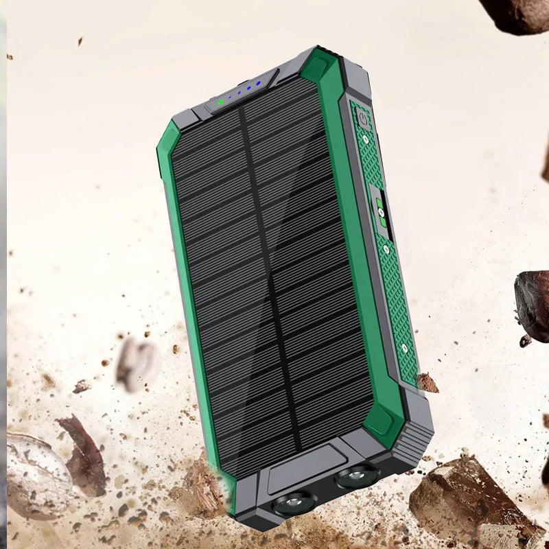 Wireless Charger Solar Power Bank Built-in Cables Waterproof/Shockproof