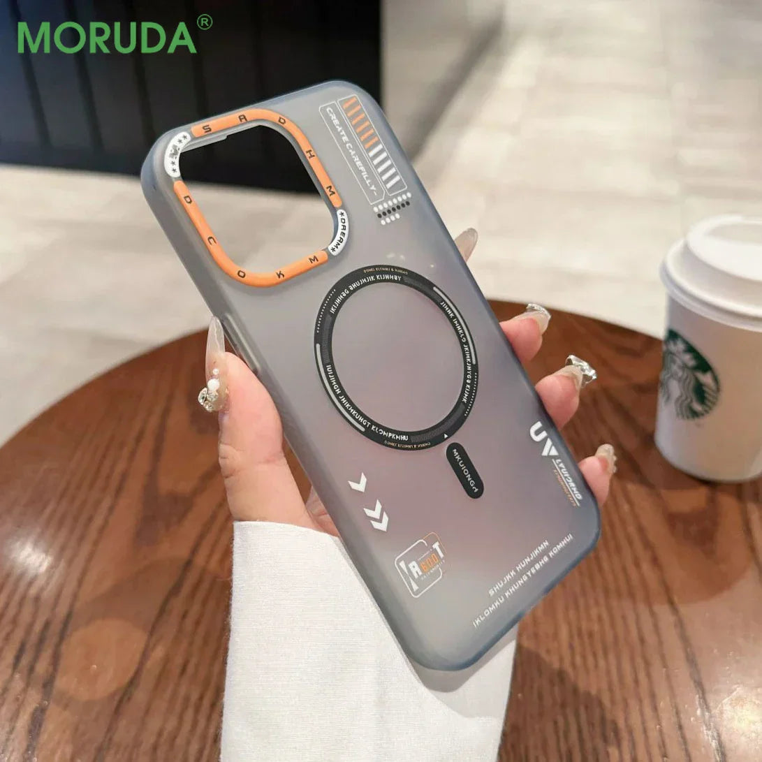 Tech style magnetic frosted mobile phone case