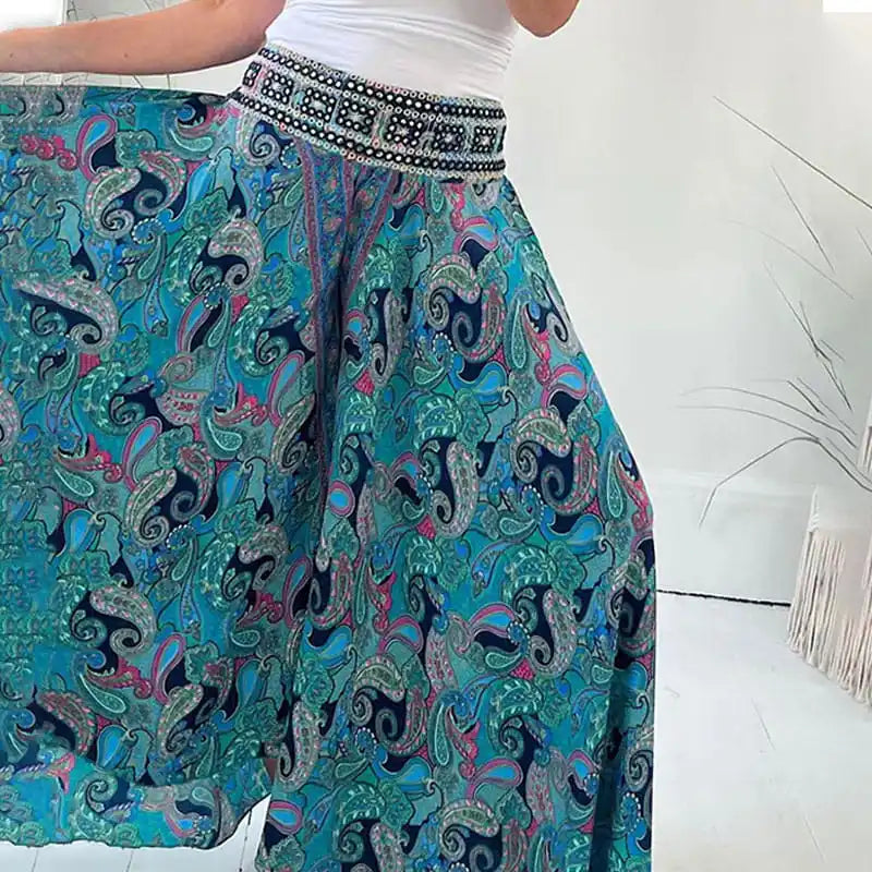 Printed casual wide-legged pants