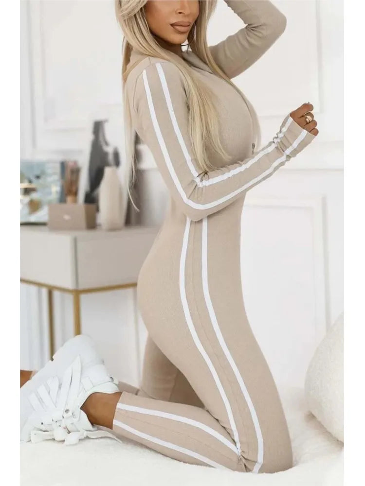 Women's Slim Fit Side Web Half-Zip Jumpsuit