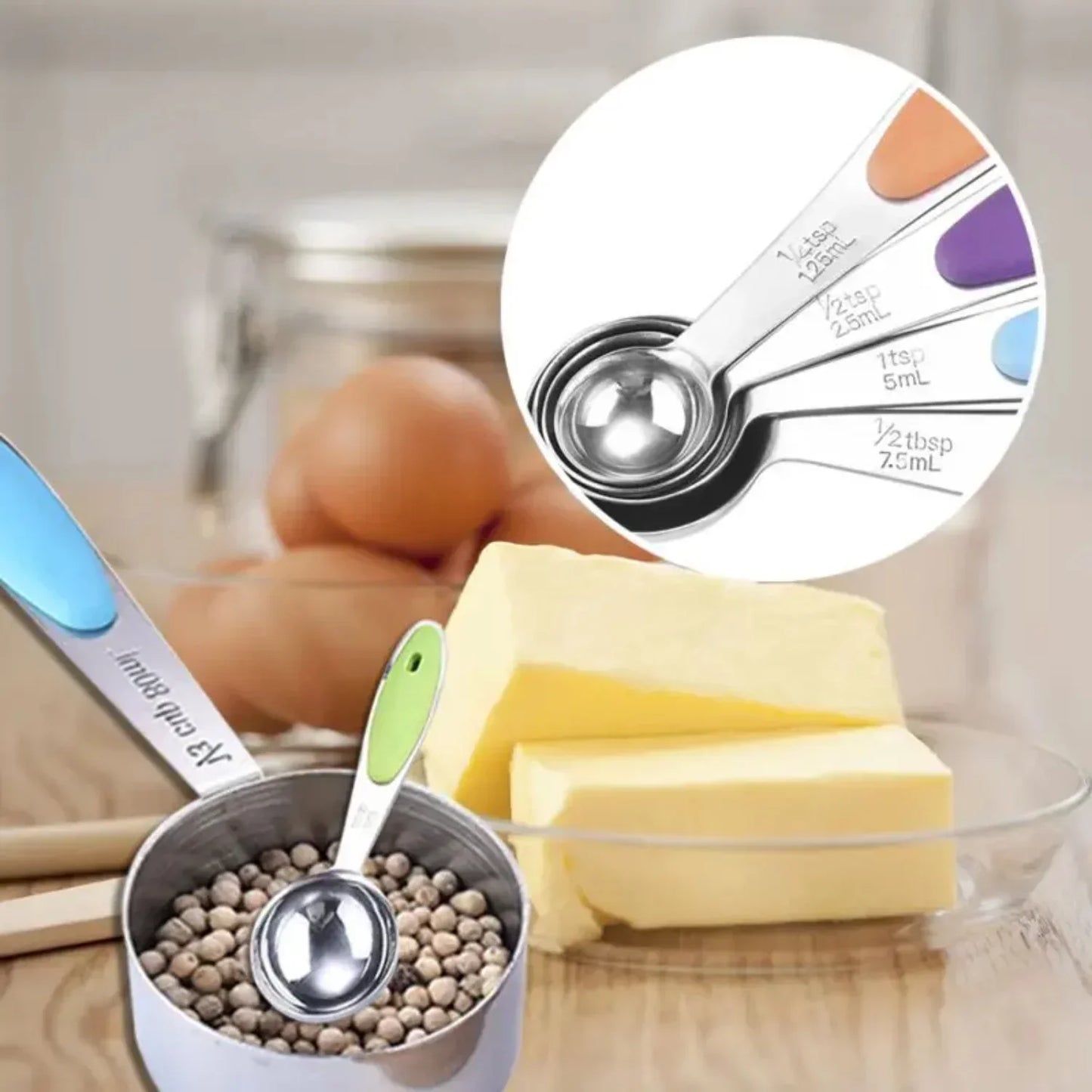Stainless Steel Magnetic Measuring Spoons Set