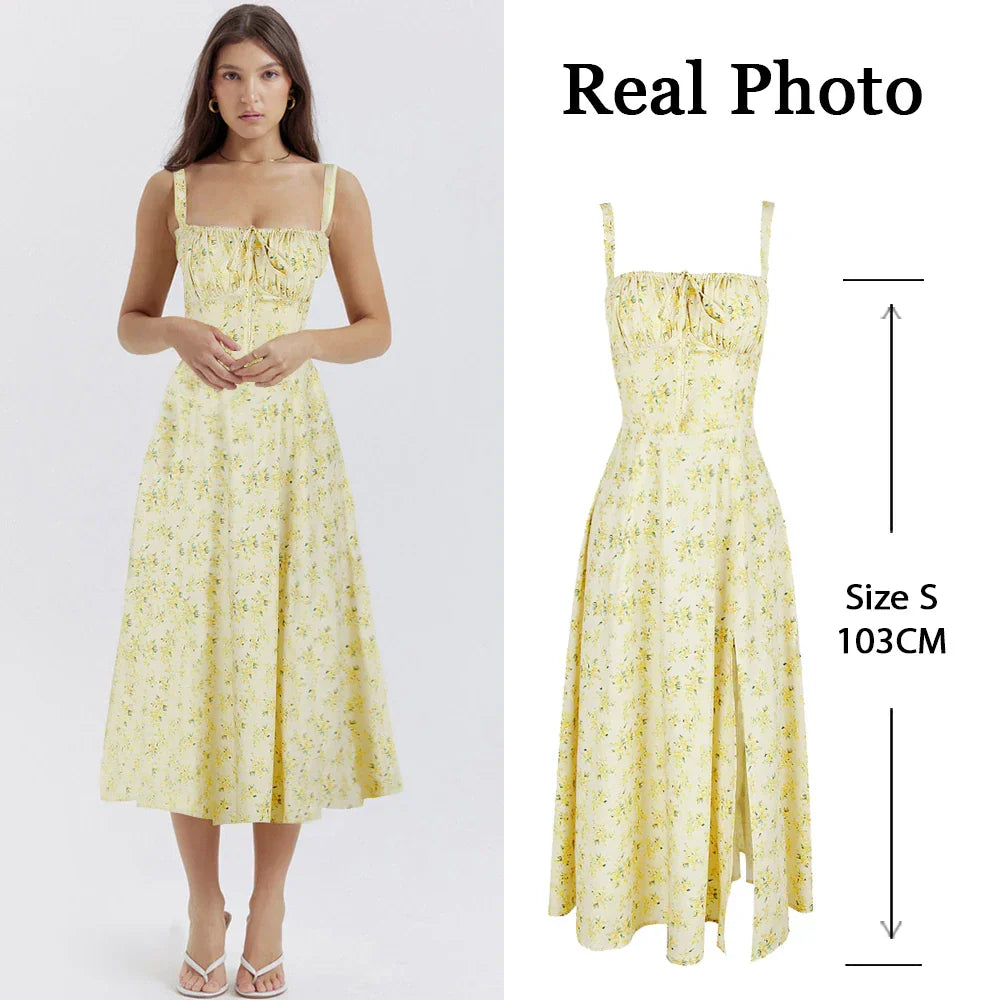 Floral Bustier Midriff Waist Shaper Dress