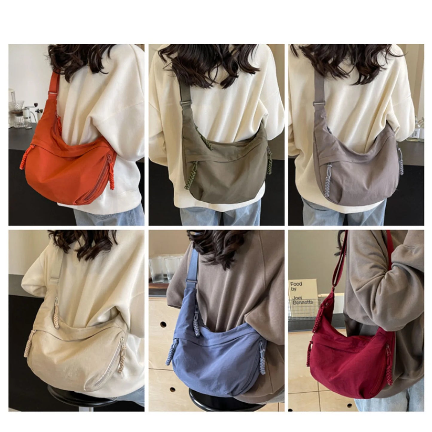Women's Fashion Plain Color Nylon Crossbody Bag