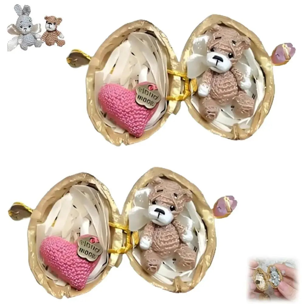 🐰🧸Handmade crochet animal in walnut shell