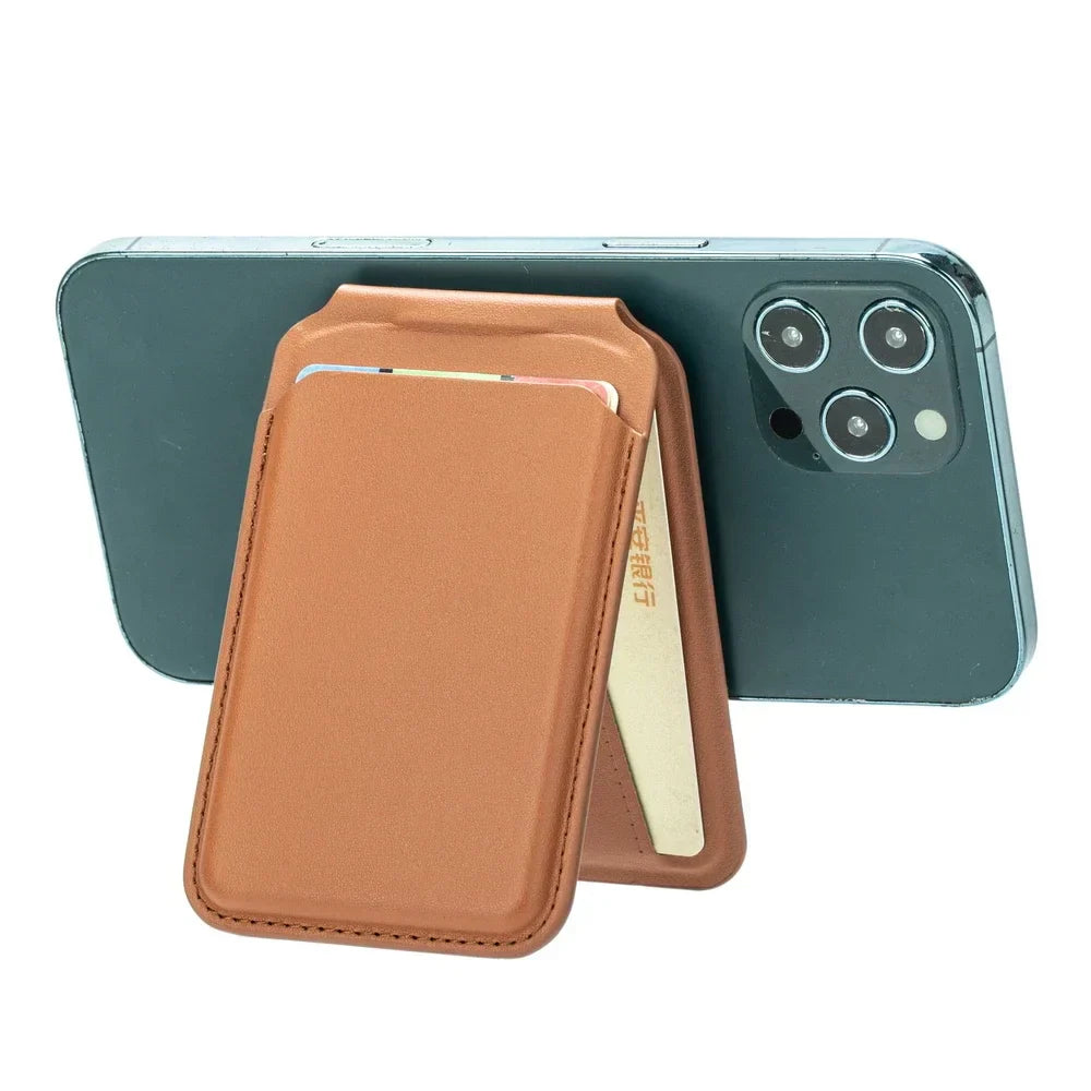 Vegan-Leather Magnetic Wallet Stand