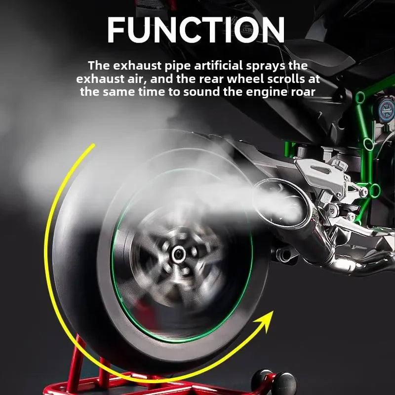 H2R Motorcycle Model With Engine Startup, Throttle Control, And Exhaust Spray Simulation, Die-Cast Bike, Ideal Gift For Men