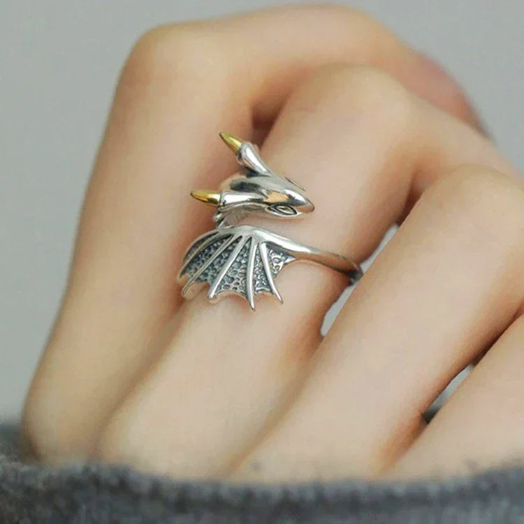 Handmade Dragon Embrace Adjustable Ring