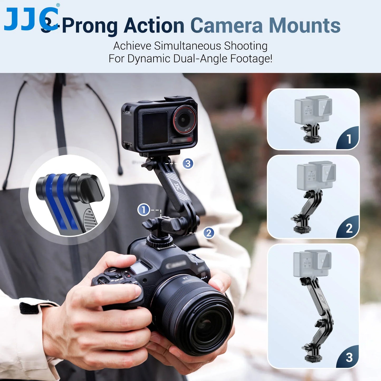 JJC Cold Shoe Smartphone Holder, Magsafe Camera, Smartphone Holder, Tripod, Magnet, Cold Shoe Included, 1/4 Screw Hole, Attaches to Camera Hot Shoe, One Hand Operation, Horizontal Position, Vertical