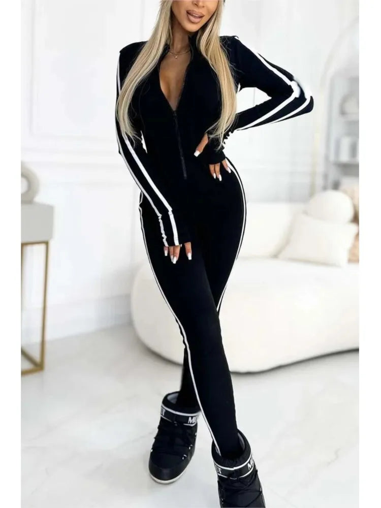 Women's Slim Fit Side Web Half-Zip Jumpsuit