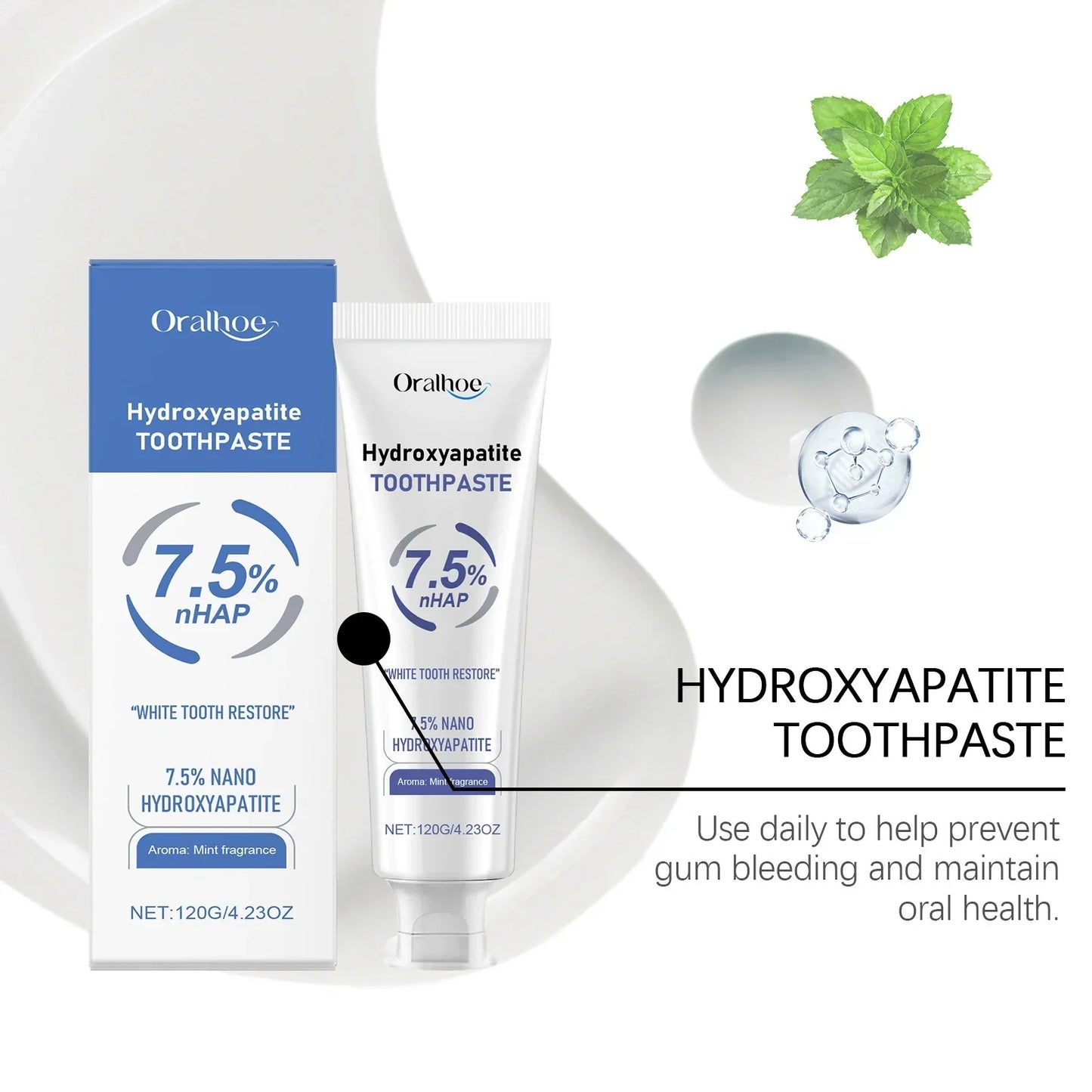 Free Hydroxyapatite Toothpaste | Enamel Repair | Breath Freshening |Effective whitening