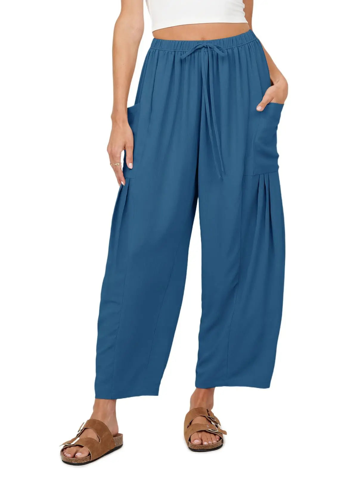 Women's Linen Wide Leg Pants with Pockets