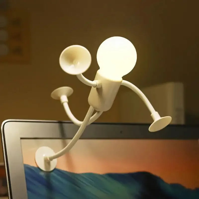 Changeable Shape Funny Sportsman Night Light Cute Creative Mini Cartoon Portable Bulb Suction Cup Lights Bendable Desk Lamp for Tabletop Shelves Decor Decompression Ornaments