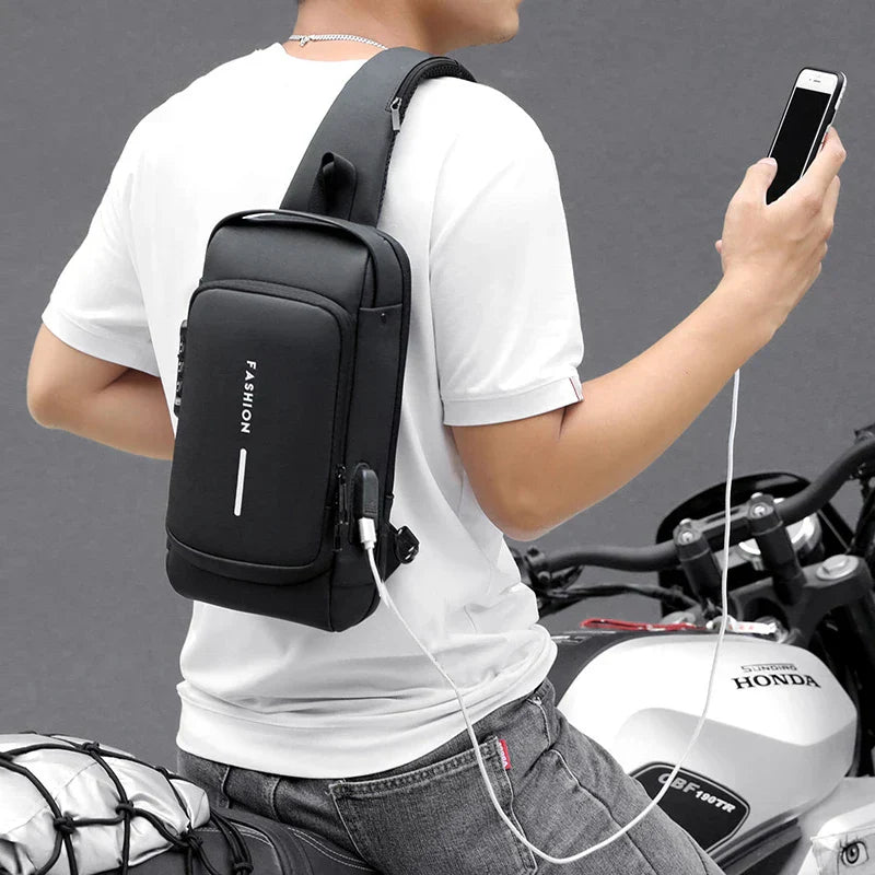 USB charging sport sling Anti-theft shoulder bag
