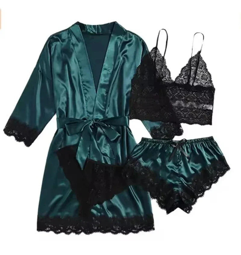 Valentine's Day 4 sets of lace satin sling pajamas set