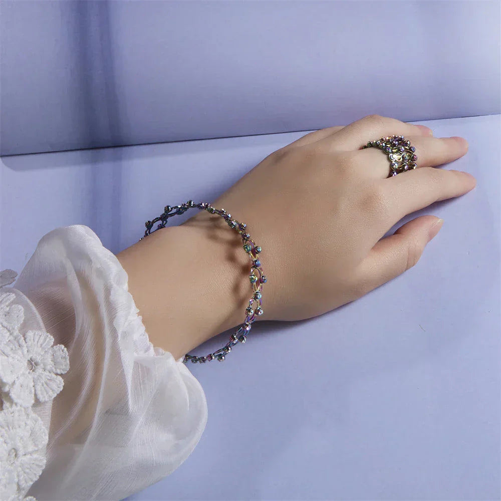 MINI Boutique Magic 2-in-1 Folding Retractable Ring Bracelet Telescopic Rings Change Bracelets Engagement Wedding Ring Dual-use Bracelet