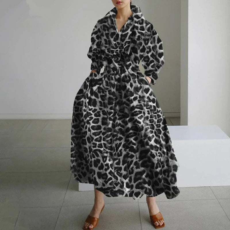 Women's Plain Lapel Shirt Wrap Dress