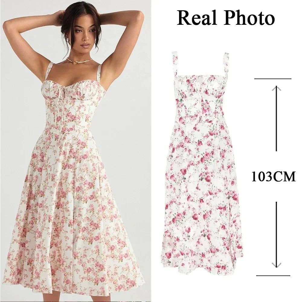 Floral Bustier Midriff Waist Shaper Dress