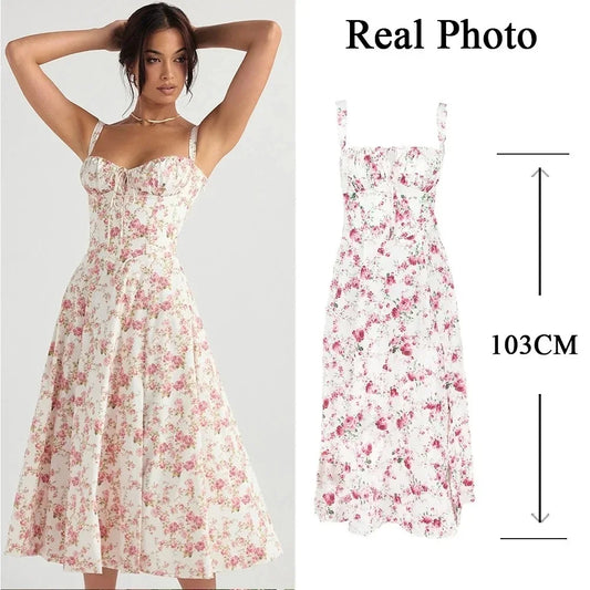 Floral Bustier Midriff Waist Shaper Dress