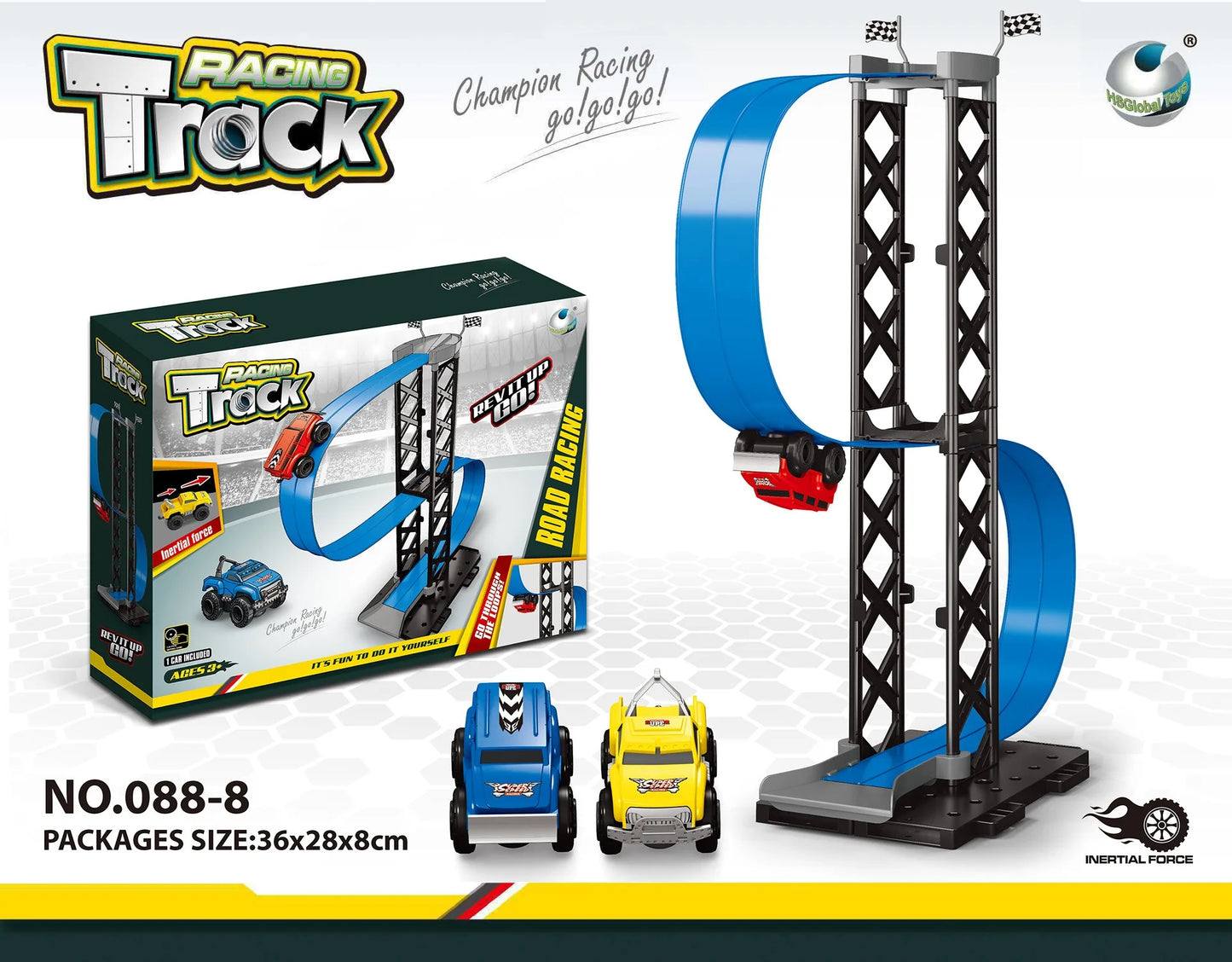 FlexTrack 5000 Blue Track for Toy Cars Flexible Race Track for Kids-15FT