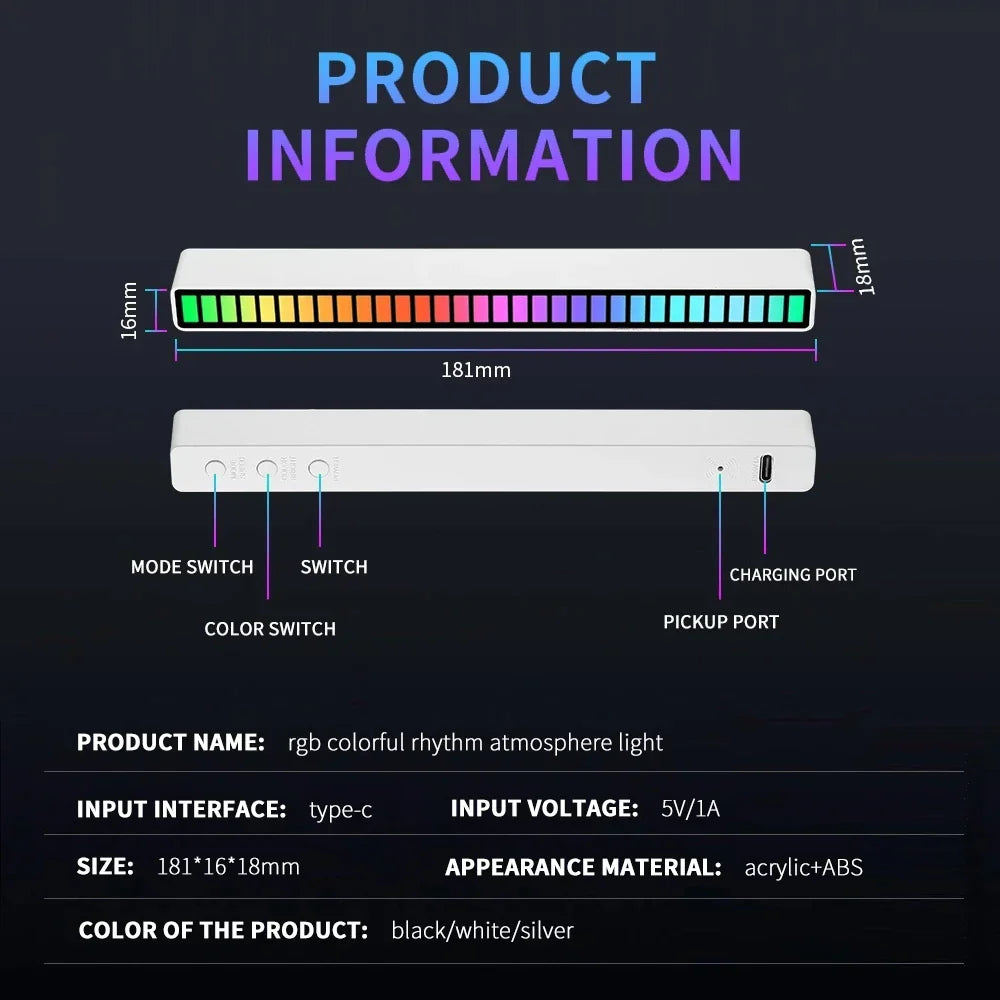 Wireless Sound Activated RGB Light Bar