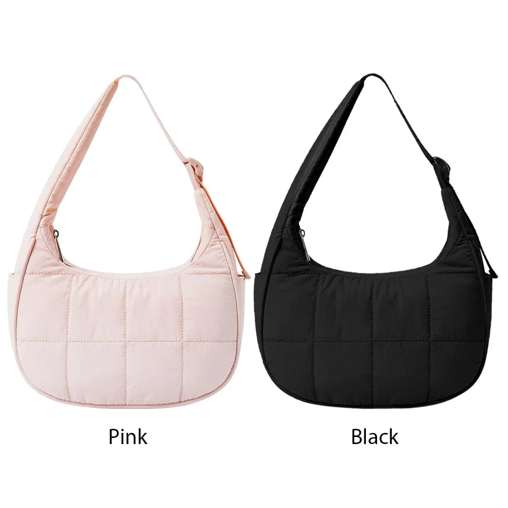 Small Puffer Crescent Shoulder Bag for Women
