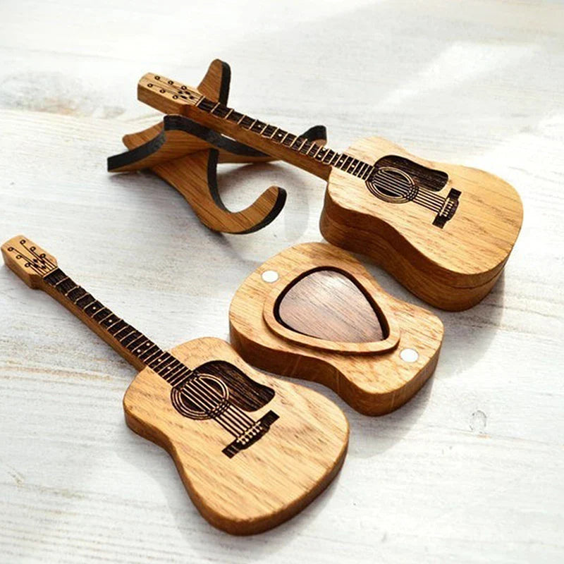 Wooden Acoustic Guitar Pick Box