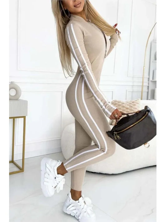 Women's Slim Fit Side Web Half-Zip Jumpsuit