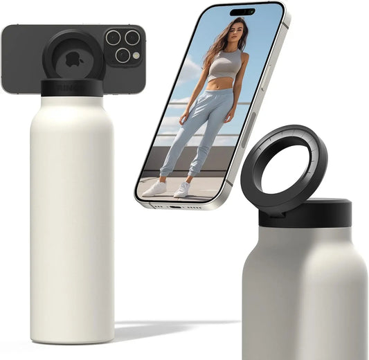Stainless Steel Water Bottle with Magnetic Phone Holder