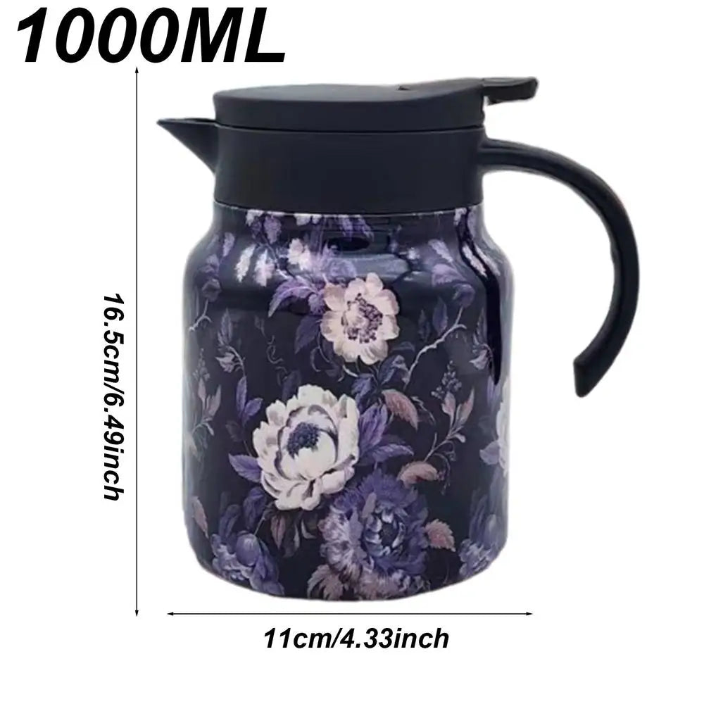 Vintage Floral Pattern Tea Thermos – Built-In Infuser