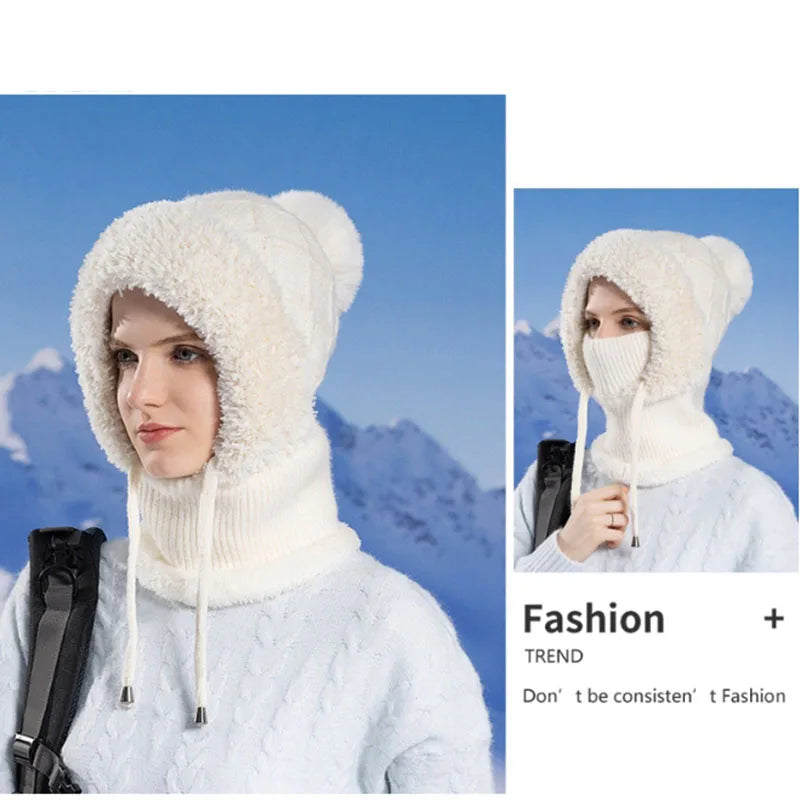 Warm knitted windbreaker hood