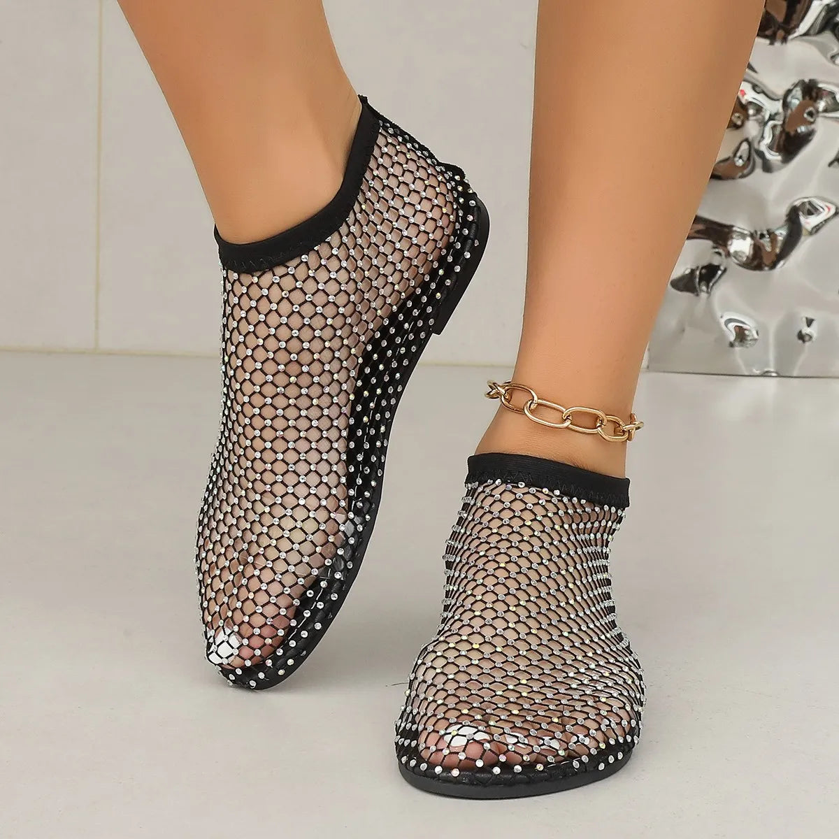 Vallova's RhyShine Mesh Chain Sandals