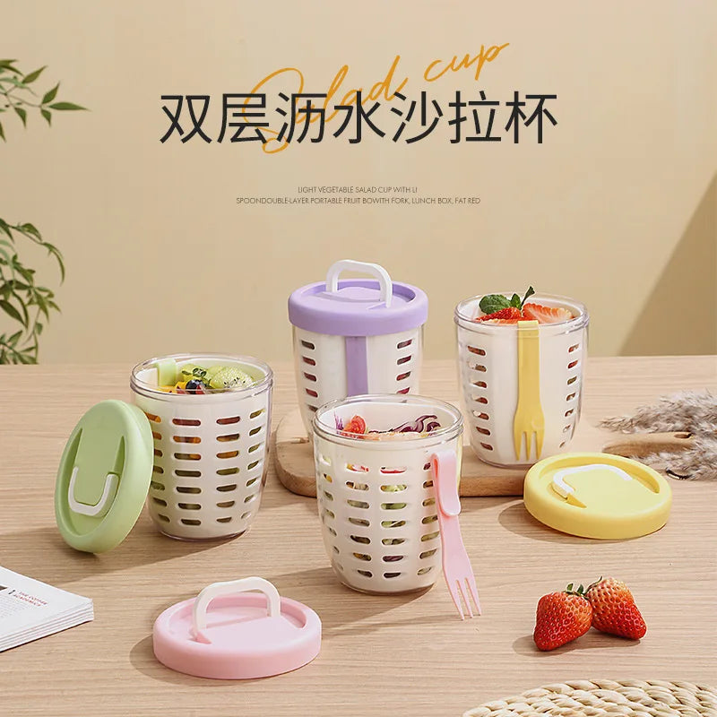 Fruit Salad Storage Cup With Lids and Fork