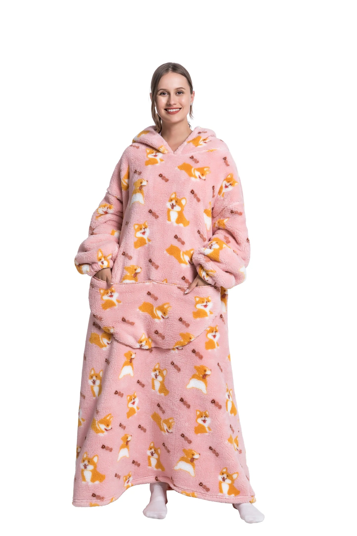 Cute Cartoon Print Hoodie Blanket