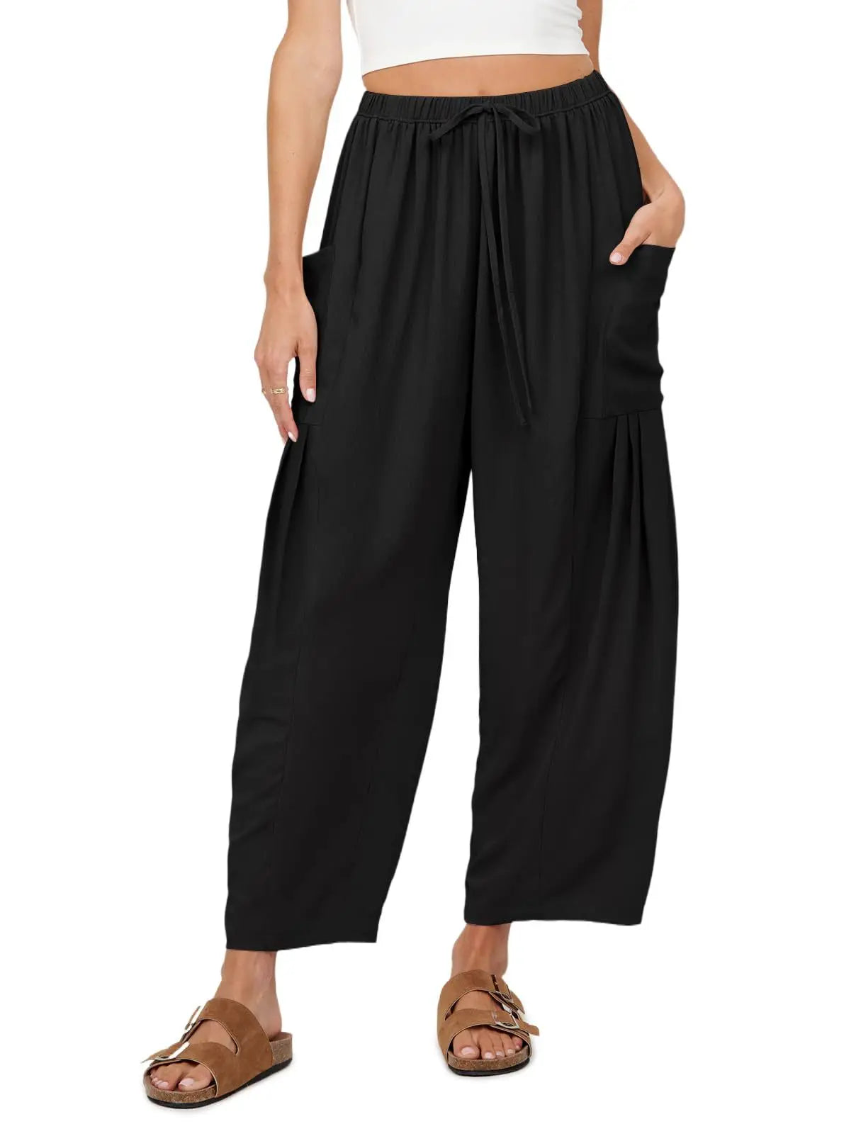 Women's Linen Wide Leg Pants with Pockets