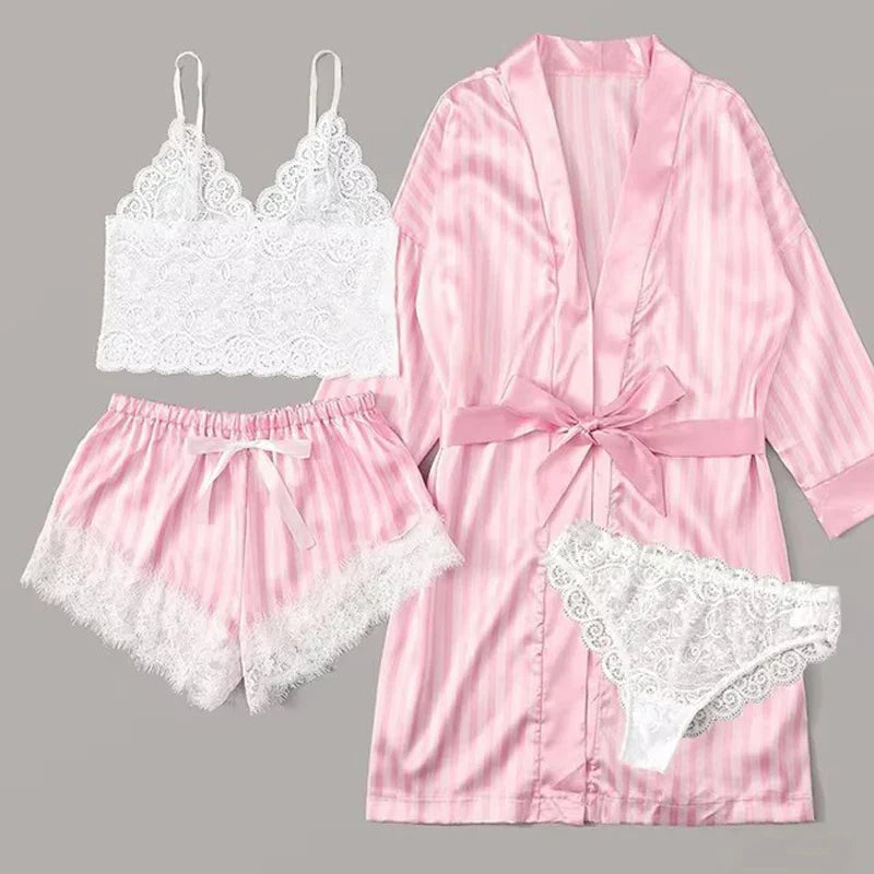 Valentine's Day 4 sets of lace satin sling pajamas set