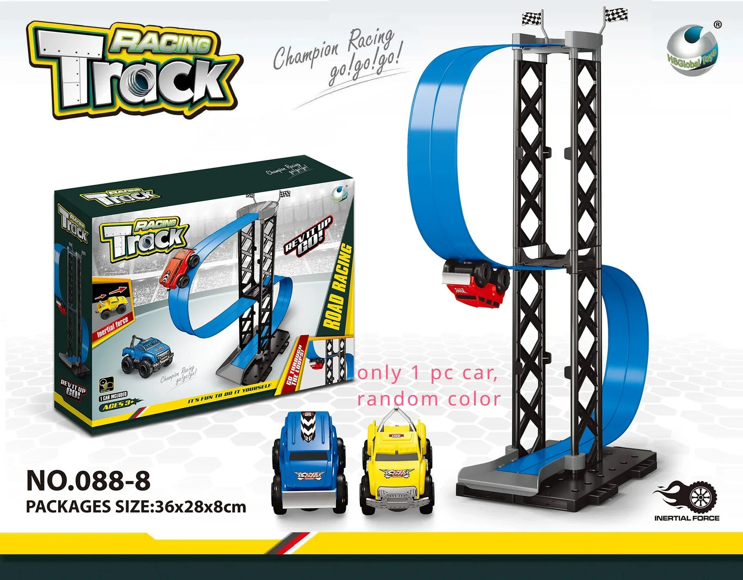 FlexTrack 5000 Blue Track for Toy Cars Flexible Race Track for Kids-15FT