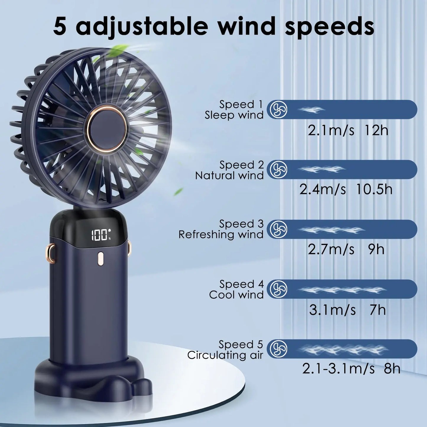 Foldable and Hangable Portable Rechargeable Mini Handheld Fan