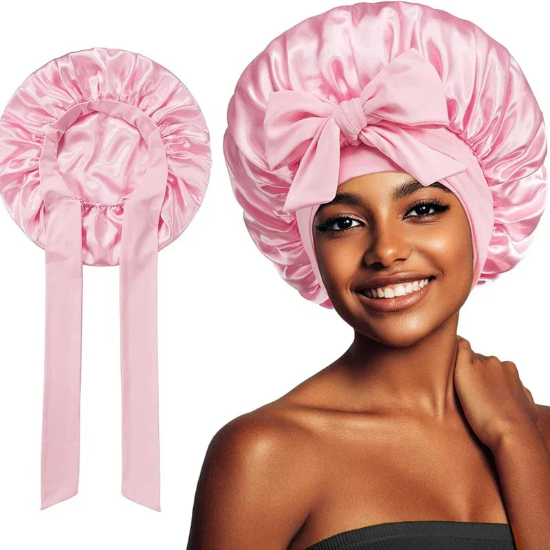 Double Layered Satin Night Caps Hair Care Bonnet