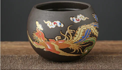 Dragon and Phoenix Purple Clay Teapot