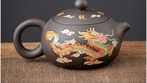 Dragon and Phoenix Purple Clay Teapot