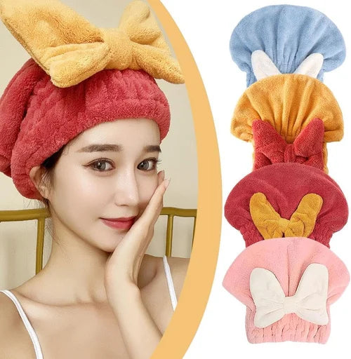 Super Absorbent And Quick-Drying Bow Dry Hair Cap