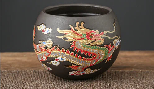 Dragon and Phoenix Purple Clay Teapot