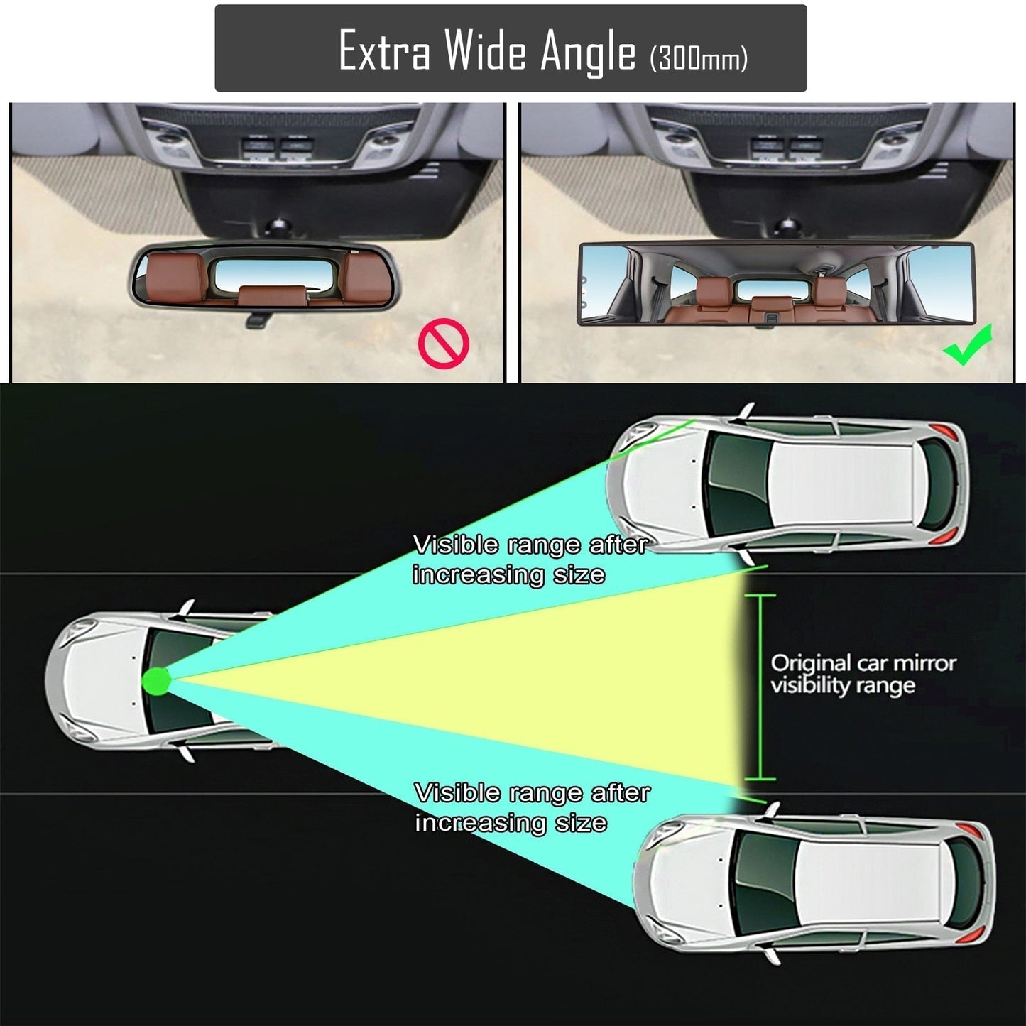 High-Definition Reversing Auxiliary Mirror: Wide-Angle, Anti-Fog, and Anti-Glare Curved Design!